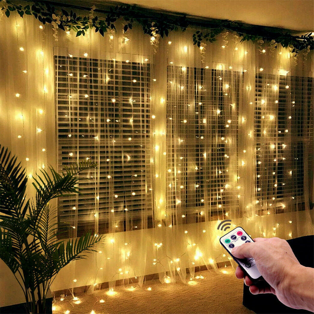 300 LED Curtain Fairy Lights B String Light With Remote Xmas Party Wedding