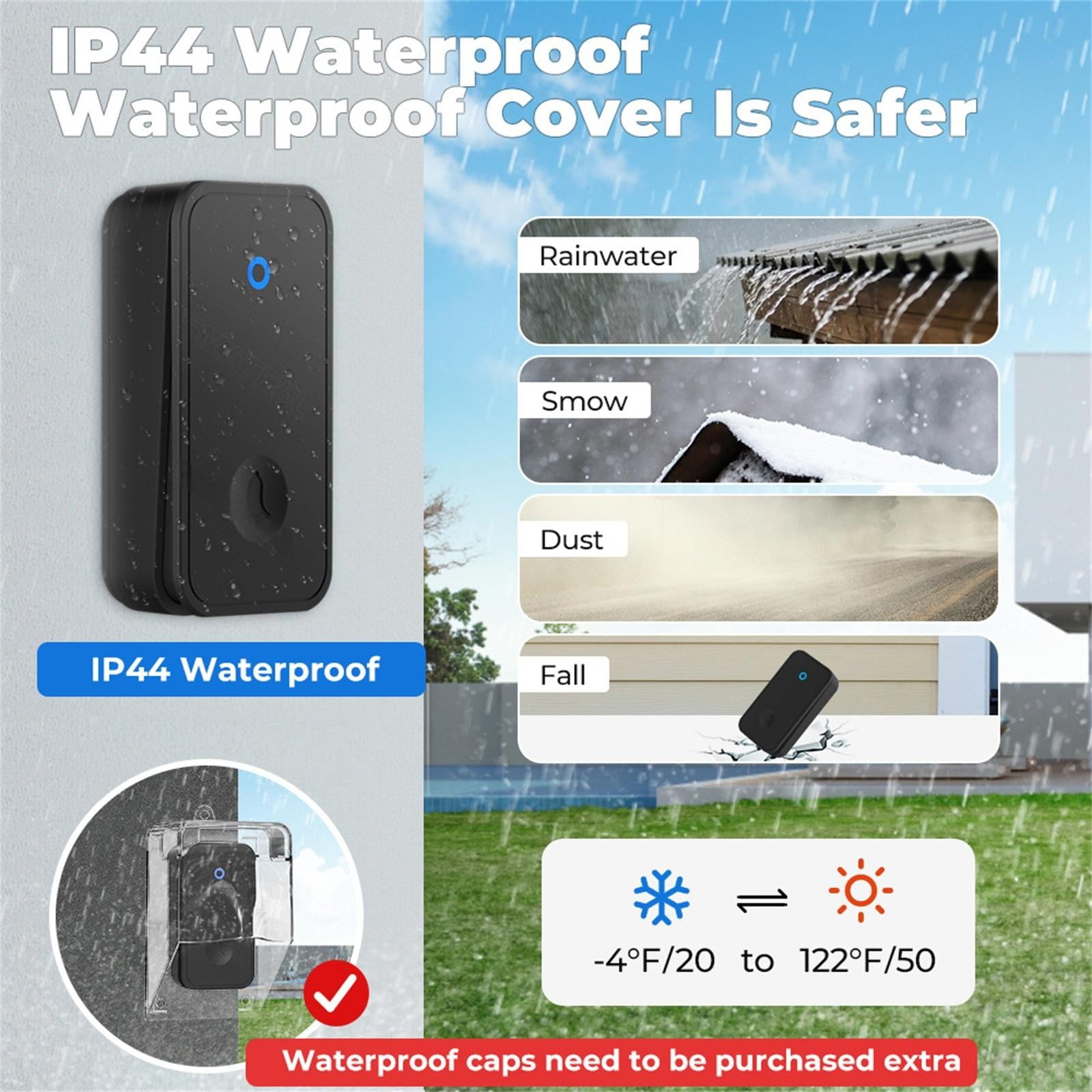 Clearance Hardware door stopper under $20,Self Powered Wireless Household Doorbell AC Musical Chime & Elderly Call (Battery ) 2PC