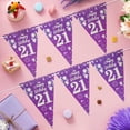 thumbnail image 3 of Cheereveal 3 Pack 21st Happy Birthday Bunting Banner, 36 Pieces Triangle Flag Purple and Silver, 21st Birthday Decoration, Birthday Pennant Banner for Women, Birthday Anniversary Theme Party Supplies, 3 of 6
