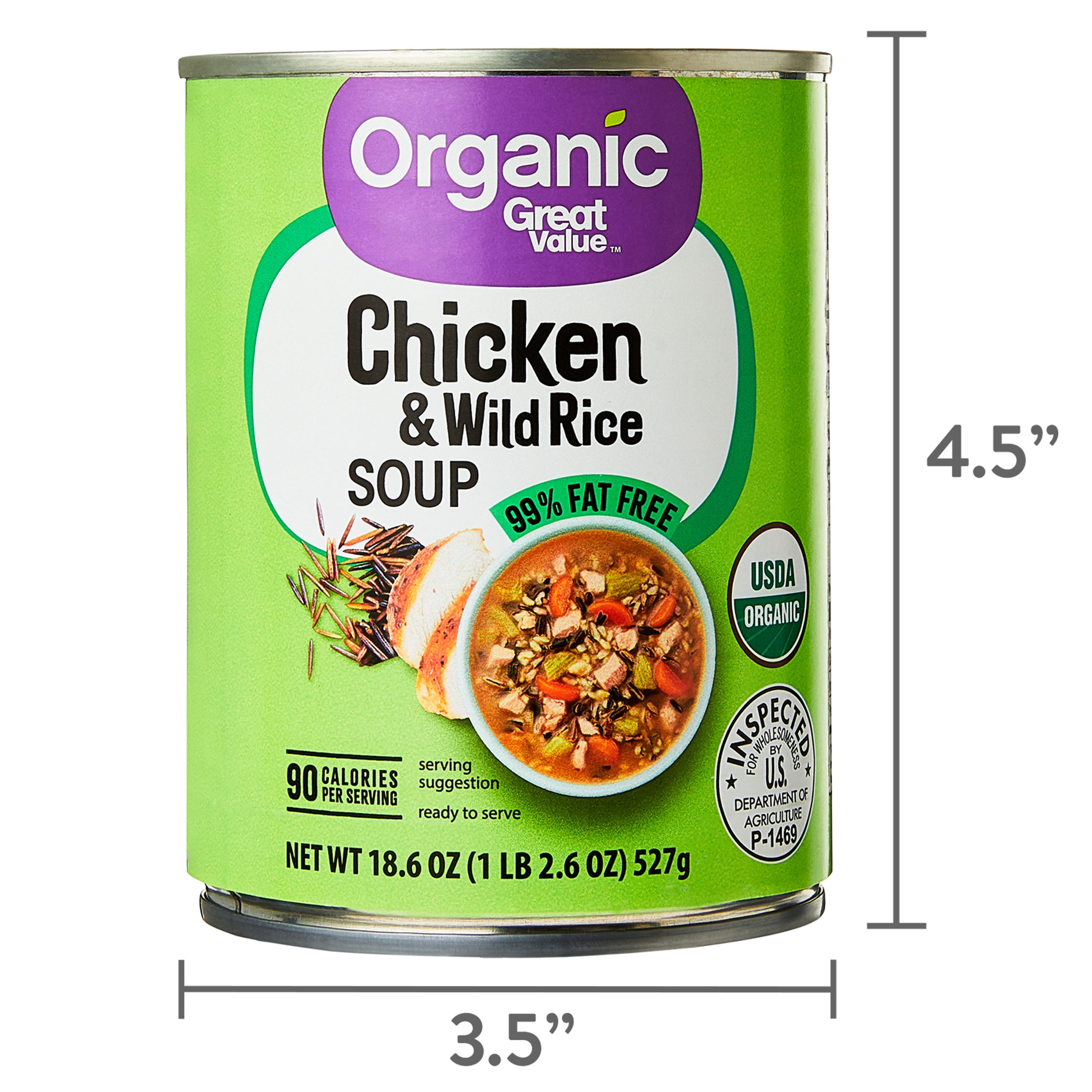 Great Value Organic Chicken & Wild Rice Soup, 18.6 oz Can