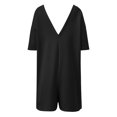 thumbnail image 6 of Laqbezok Women's Off-The-Shoulder Romper, Loose Casual Short Sleeve Jumpsuit, Summer One-Piece Playsuit with Pockets, 6 of 8