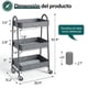 thumbnail image 2 of ZUNMOS Carro Rodante Utilitario de 3 Niveles, Carro de Almacenamiento Móvil de Metal con Ruedas Giratorias Bloqueables, Carro Organizador de Estantes de Almacenamiento para Sala de Estar, Baño, Gris, 2 of 8