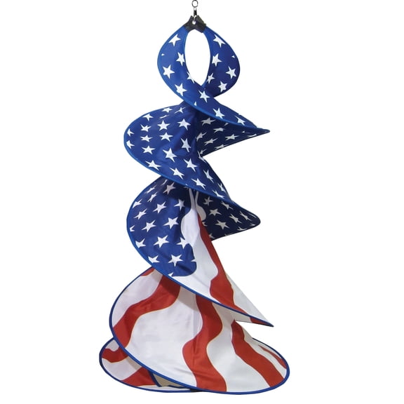 In the Breeze 4747 — Patriot Spin Duet — Colorful, Patriotic Hanging Decor for the Yard or Porch
