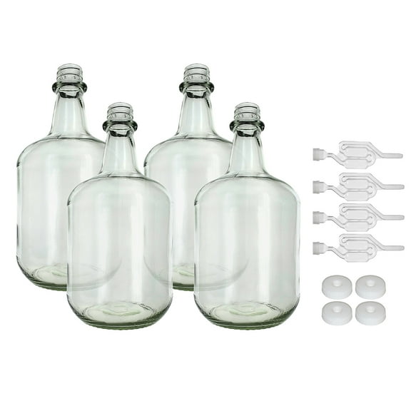 3L Jug Flint - White Cap with Hole and Twin Bubble Airlock Pack of Four