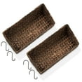 thumbnail image 6 of Casafield Set of 2 Hanging Baskets with Hooks - Espresso, Woven Hyacinth Shelf Storage Wall Mounted Bins for Bathroom, Kitchen, Office, Laundry Room, 6 of 7