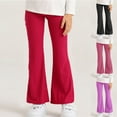 thumbnail image 6 of ZACPNCV Girl's Flare Leggings with Pockets Knit Rib Kids Stretch Bell Bottoms Flare Pants Dance Bell Bottoms Leggings Hot Pink 14-16 Years, 6 of 6