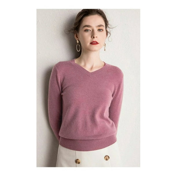 Sueter De Mujer Moda Sweater Dama Cuello V Abrigo Ligero LOLE Sueter