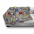 thumbnail image 3 of Geometric Soft Flannel Fleece Throw Blanket, Geometric Theme Abstract Art Style Modern Colorful Mosaic of Squares Pattern, Cozy Plush for Indoor and Outdoor Use, 50" x 70", Multicolor, by Ambesonne, 3 of 6