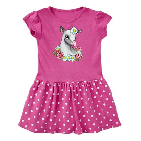 

Inktastic Cute Goat with Roses and Daisies Gift Toddler Girl Dress