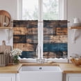 thumbnail image 2 of Vintage Wooden Tier Curtains, Farmhouse Retro Shabby Wood Light Filtering Kitchen Curtains, 2Pcs Rod Pocket Half Window Treatments Panels for Sink Cafe Cabinet Basement 27.5x45 Inches, 2 of 9