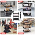 thumbnail image 4 of Chariot Utilitaire Pliant Robuste à 3 Niveaux – Capacité de 176 Lb, Chariot de Rangement Pliable avec Roues Pivotantes à 360° Verrouillables, Poignée Ergonomique pour Cuisine, Garage, Maison – Noir+rouge, 4 of 7