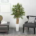 thumbnail image 2 of Nearly Natural 60" Bamboo Artificial Tree in White Tower Planter in Green/White, 2 of 8