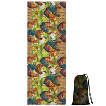 Green Chicken Farm Pattern Hot Yoga Mat Towel Non Slip for Hot Yoga - Quick-Drying Yoga Mat Cover with 4 Corner Pockets with Travel Bag - Hot Yoga Towel Non Slip 74"x26"