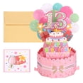 thumbnail image 1 of Tarjeta de Cumpleaños 13 de Uxcell Tarjeta de Cumpleaños Pop-Out con Tarjeta de Felicitación y Sobre para Regalo de Mujer Niña Rosa, 1 of 6