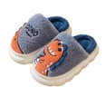 thumbnail image 2 of SAWOBUUN Kids Dinosaur House Slippers for Boys Girls Cute Cartoon Plush Fuzzy Warm Cozy Closed Toe Non-Slip Thick Sole Indoor Bedroom Shoes Toddler Little Kid, 2 of 9