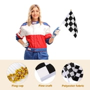 25pcs Sports Events Flags Checkered Race Flags Polyester Flags Match Party Waving Flags with Sticks