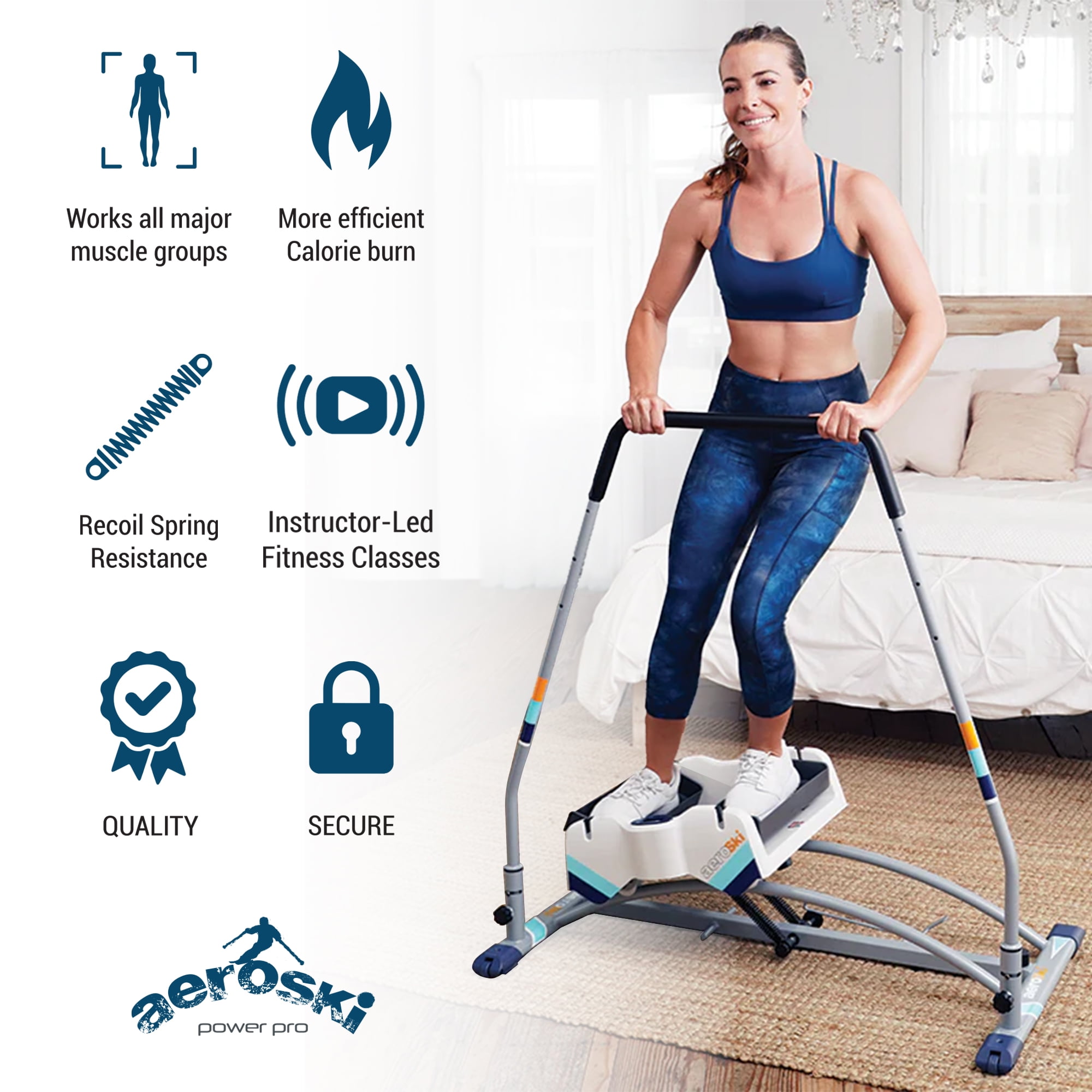Aeroski 2.0 Ski Fitness Machine, Gray, Adjustable Resistance