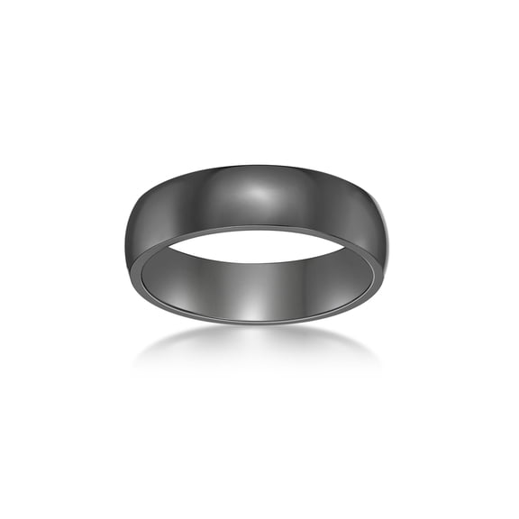 Men's Black Zirconium Wedding Band Ring, Jewelry Gift For Men - 6MM