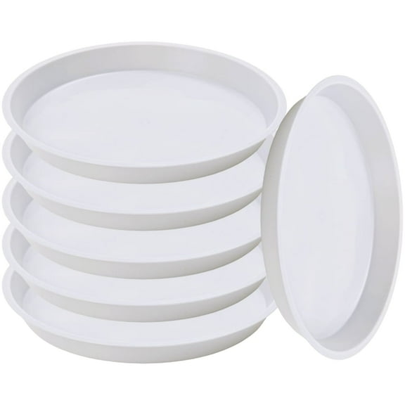 HYG 6 Pcs Plastic Plant Saucer 7.8 inch Round Plant Pot Trays Heavy Duty Bird Bath Bowls Large Pot Drip Containers for Indoor Outdoor Garden Flower (White)
