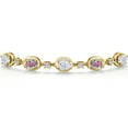 thumbnail image 3 of Gem Stone King 18K Yellow Gold Plated Silver Moissanite and Mercury Mist Mystic Topaz Bracelet for Women | 4.70 Ct | Gemstone Birthstone | Oval 7X5MM | Fully Adjustable 9 inch, 3 of 6