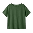 thumbnail image 6 of Admvng Women's Crew Neck Tops Linen and Cotton Short Sleeve Solid Casual Basic Summer Blouses, 6 of 6