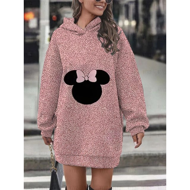 Sudadera con capucha de Minnie para mujer, vestido suelto de Disney, suéter estampado de moda informal, sudadera con capucha, suéter de moda para mujer