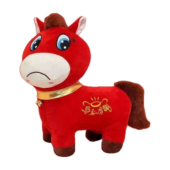 Year of The Horse 2026 Plush, Funny Smiling/Crying Horse Plushie Figurine, Lucky Chinese Lunar New Year Mascot Zodiac Ornament for Home Store Tabletop Decor