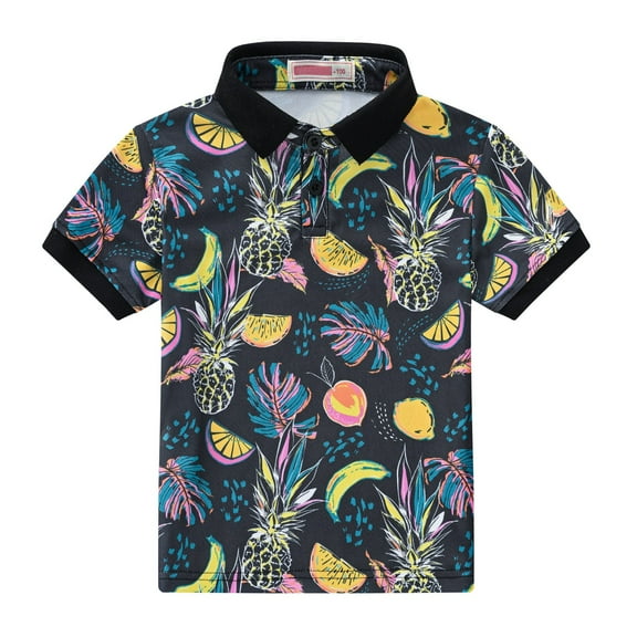 Ruyang Short Sleeve Hawaiian Shirts for Boys Floral Print Button Down Casual Dress Shirt, Family Matching Hawaii Clothes