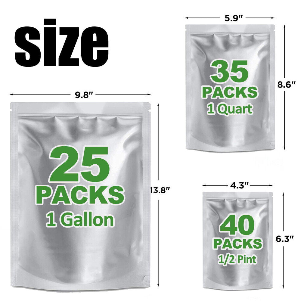 100 Pack Resealable Stand Up Mylar Bags for Food Storage - 4.3x6.3 Inches  Smell Proof