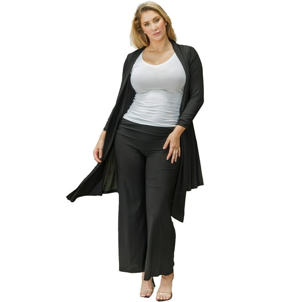 Size Women Black Kimono Duster Sweater Made in USA -