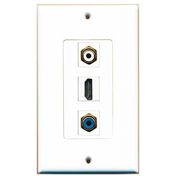 RiteAV - 1 Port HDMI 1 RCA White 1 RCA Blue Wall Plate Decorative