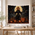 thumbnail image 5 of Pumpkin Head Figure Standing in a Dark Field, Eerie Gothic Style for Halloween Decor Lovers, Haunted Wall Decor, Halloween Gift, Tapestry Wall Hanging for Entryway and Dorm, 5 of 7