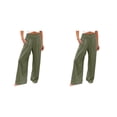 thumbnail image 1 of Pantalones de verano Jumpingount mujer holgados informales pierna ancha elásticos Verde oscuro L 2piezas, 1 of 6
