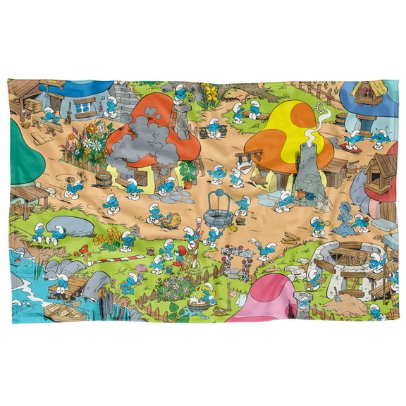 The Smurfs Blanket, 36'x58' Smurf Village Fleece Blanket