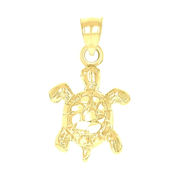 10k Yellow Gold Womens Turtle Animal Charm Pendant for Women