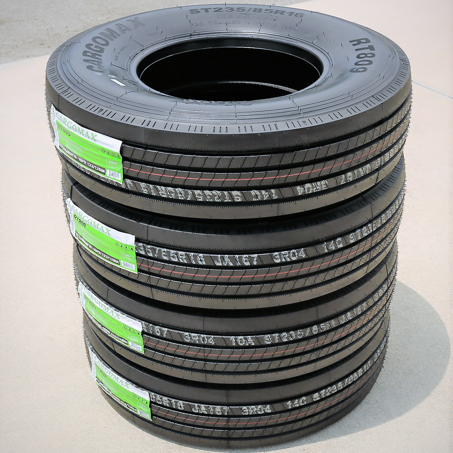 Cargo Max RT809 All Steel Trailer Tire - ST 235/85R16 Load H 16 Ply, Black Sidewall, 810002837401