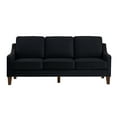 thumbnail image 4 of Modern 3 Person seat Sofa Couch with Scooped Armrest/Wood legs,Upholstered Velvet 3-seat Sofa with Removable Cushions for Livingroom Bedroom,Black, 4 of 6