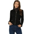 thumbnail image 1 of Chaqueta de gamuza sintética para mujer Abrigo corto de motociclista con cremallera Negro S, 1 of 6