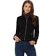 thumbnail image 1 of Chaqueta de gamuza sintética para mujer Abrigo corto de motociclista con cremallera Negro M, 1 of 6