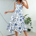 thumbnail image 2 of YDKZYMD Summer Casual Dresses for Women Floral Flowers Wedding Maxi Beach Boho Tank Dresses Hem Sundress Petite Sleeveless Midi Dress with Pockets Light Blue XL, 2 of 5