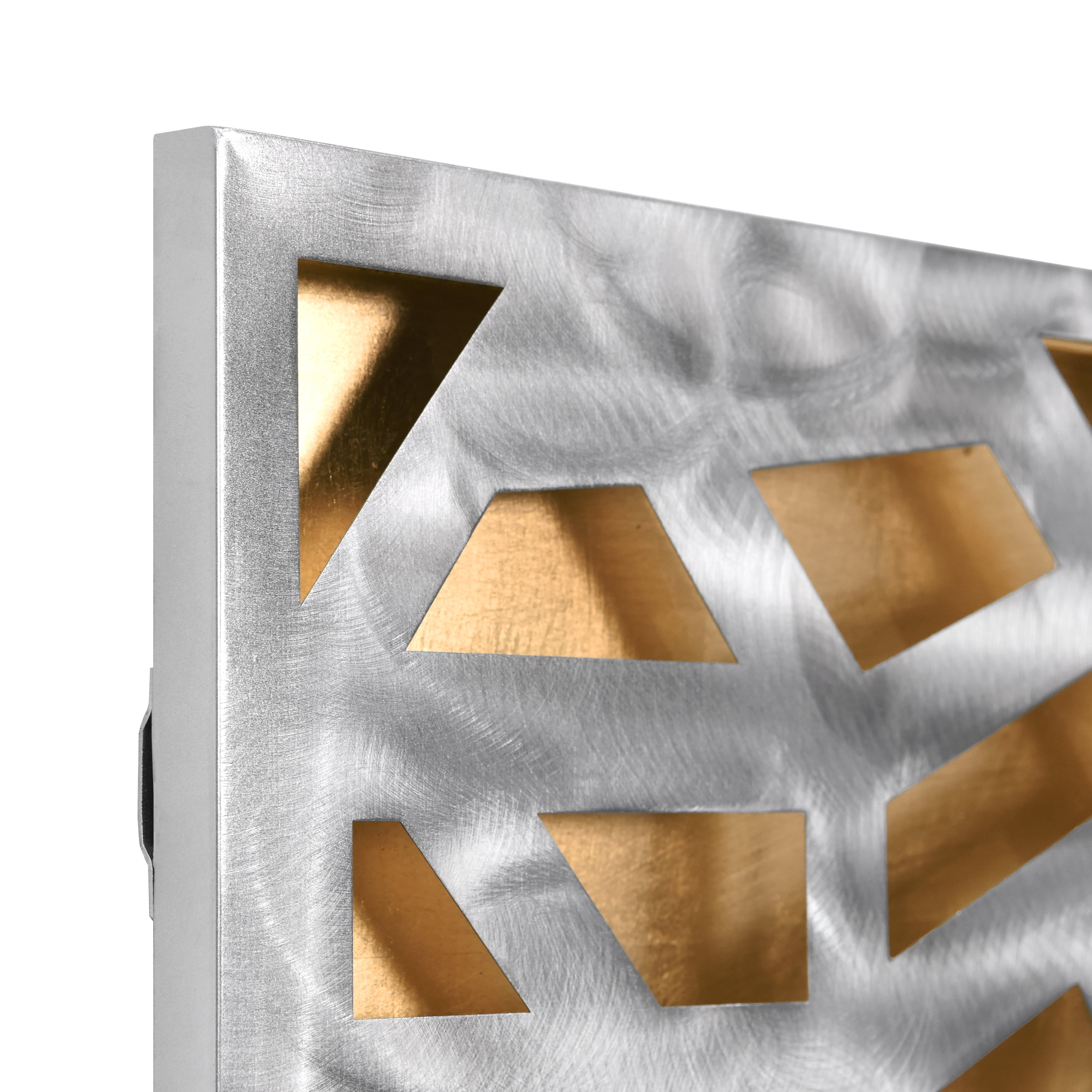 Radiant Fusion & Shimmering Cascade on Gold & Silver Leaf encased on a 3D Polished Steel Abstract Metal Wall Art
