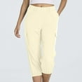 thumbnail image 6 of Visit the JURANMO Store Womens Elastic Hem Capri Pants High Waist Straight Leg Jogger Cargo Pant Lightweight Solid Casual Work Capris with Multi Pockets Beige L, 6 of 10