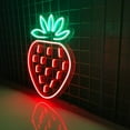 thumbnail image 4 of Handmadetneonsign Strawberry Neon Sign, Strawberry Wall Art Decor, Strawberry Food Store Wall Decor, 4 of 5