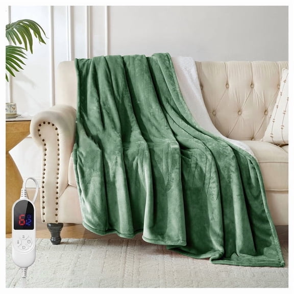 Heated Blanket Electric Twin Size,62*84,Fast Heating Electric Blanket,12 Time Settings, 6 Heating Settings, Gifts for Grandma