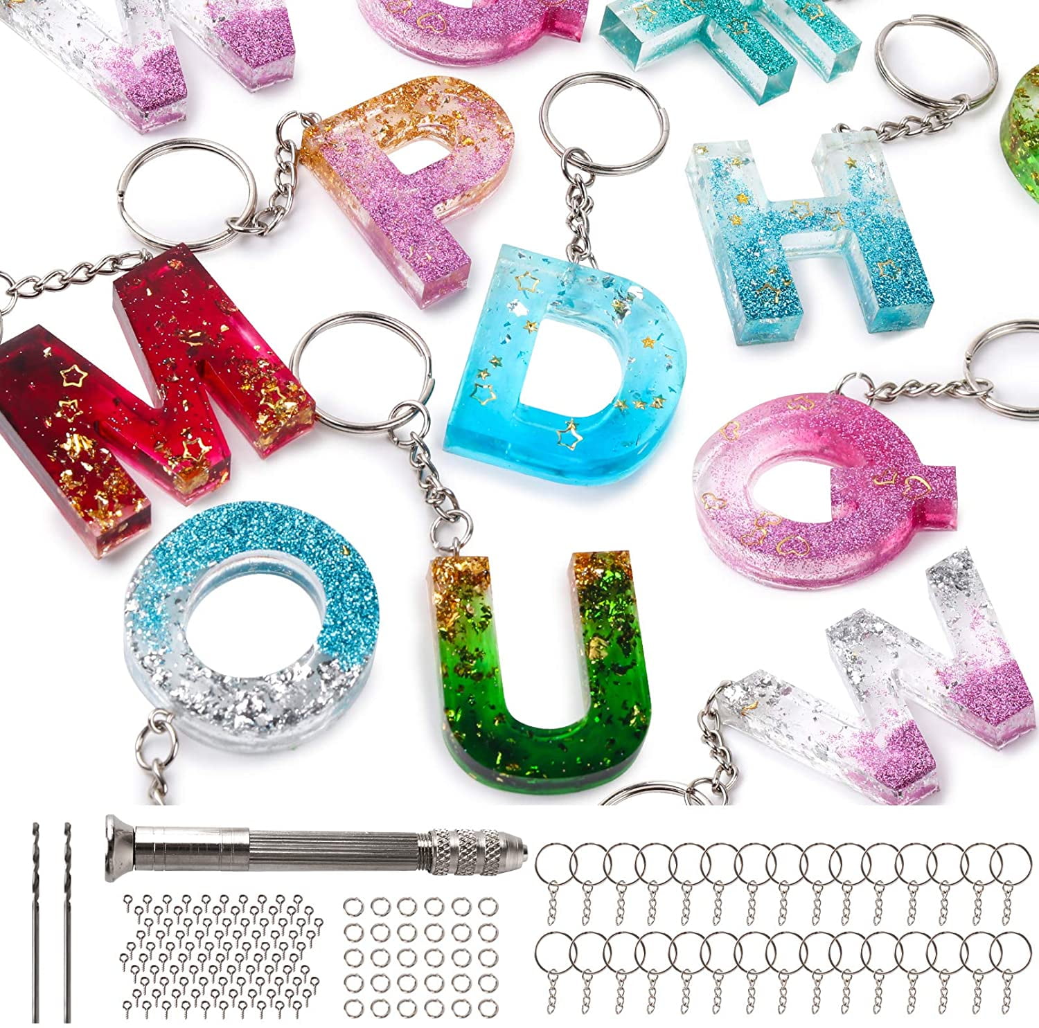 Capital Letter Pendant Keychain Craft Crystal DIY Handmade Number Moulds Alphabet Silicone Molds Silica Gel Letter Resin Molds 