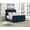 Blue, variant on Posh Living Alex Linen Fabric Upholstered Platform King Bed Frame in Blue