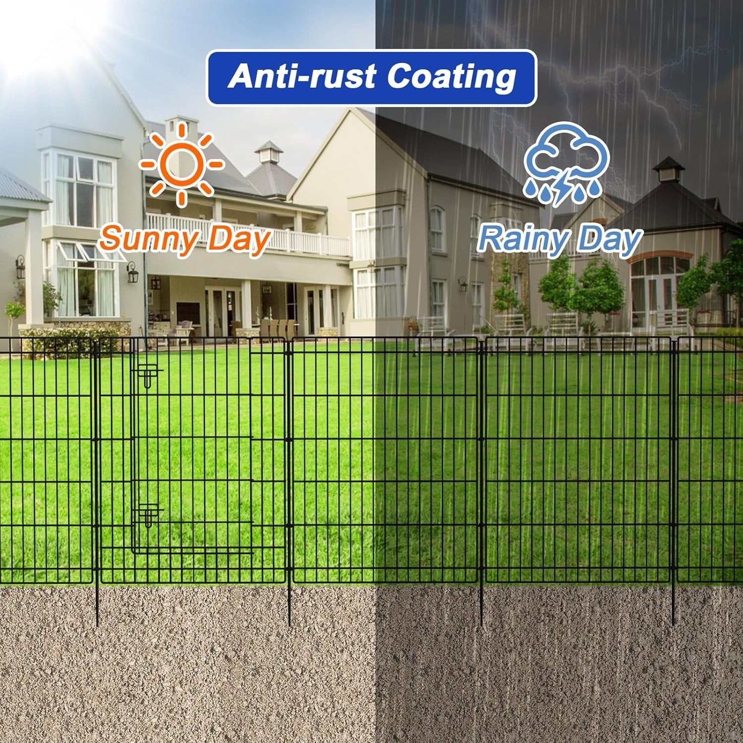 Decorative Garden Fence 6 Panels 13ft (L)×36in (H) Metal Garden Fences with 5 Panels + 1 Gate, Animal Barrier Rabbit Fence Rustproof Wire Temporary Dog Fencing Outdoor for Yard Lawn Patio