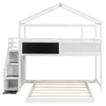 thumbnail image 6 of Harper & Bright Designs Twin over Full Bunk Bed with Storage Stairs and Blackboard, House-shaped Bunk Beds Frame with Roof and Window for Boys Girls Adults Bedroom, White, 6 of 18