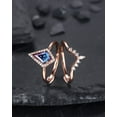 thumbnail image 2 of Kite Cut Alexandrite Engagement Ring Set, V Shape 14K Rose Gold Alexandrite Promise Wedding Ring, Art Deco Bridal Set Gift for Women, 2 of 5