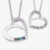 Personalized Planet Family Birthstone and Diamond Accent Silver-Tone Heart Pendant, 20"